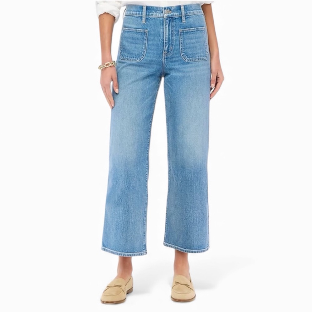 • J. Crew Factory • Cropped wide-leg patch-pocket jean